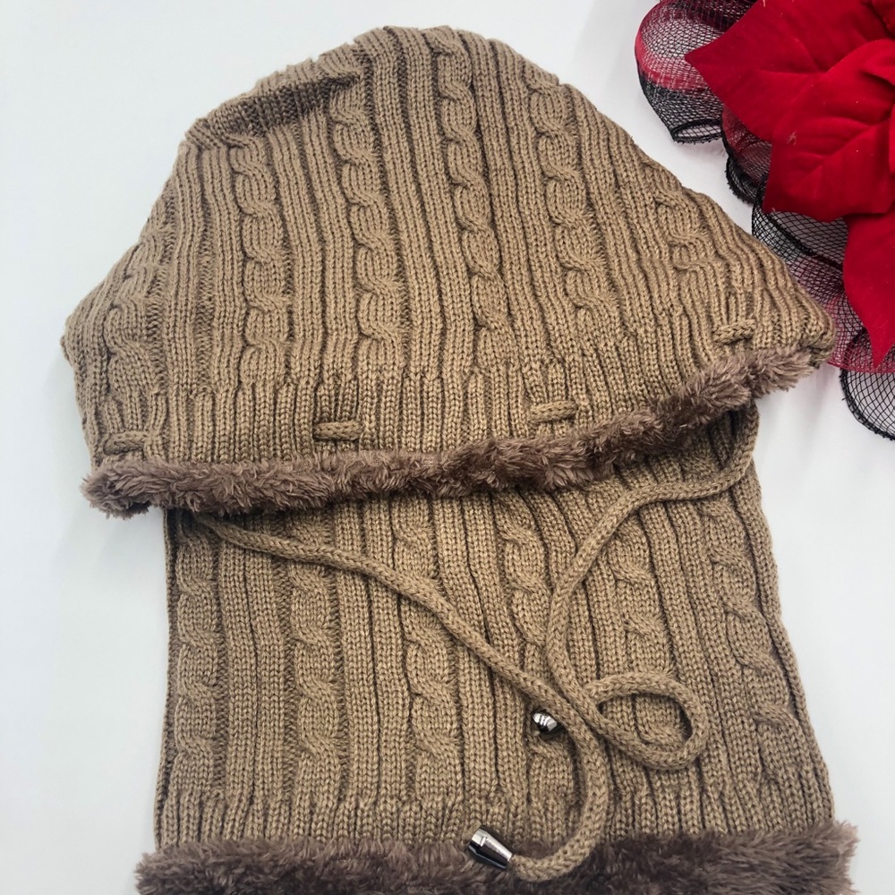 💕New Winter Unisex Knitted Hoodies Scarf With Fur